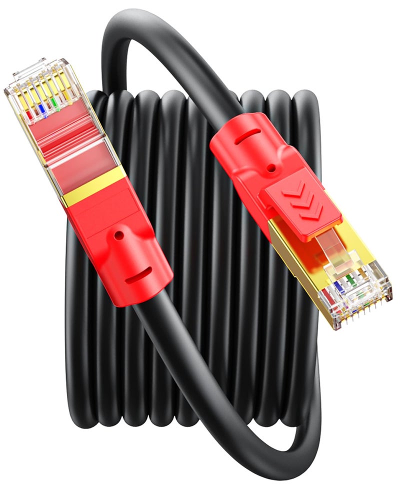 SNANSHI كابل إيثرنت 40 قدم، كابل شبكة LAN دائري CAT 8 RJ45 كابل باتش SFTP جيجابت 10/100/1000Mbit/s مع رأس مطلي بالذهب لـ POE/مفتاح/موجه/مودم/طابعة - Image 1